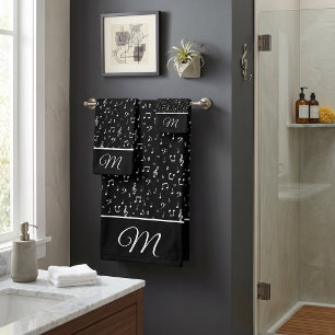 musical symbols monogram bath towel set