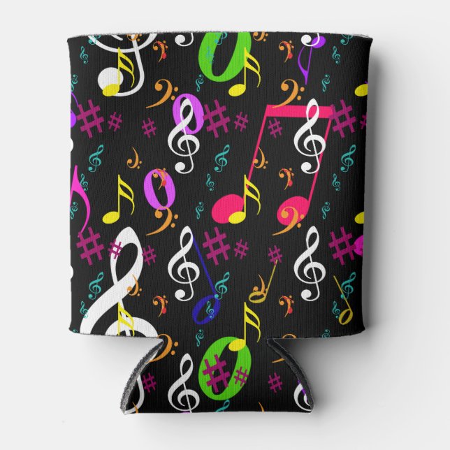 Musical Symbols Pattern Design Can Cooler (Front)
