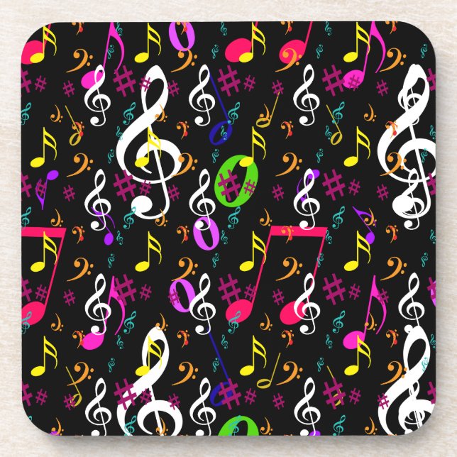 Musical Symbols Pattern Design Coaster (Front)