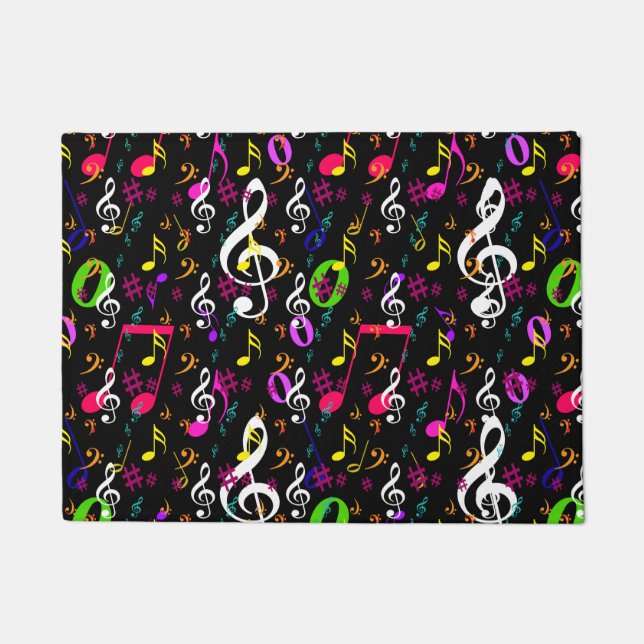 Musical Symbols Pattern Design Doormat (Front)