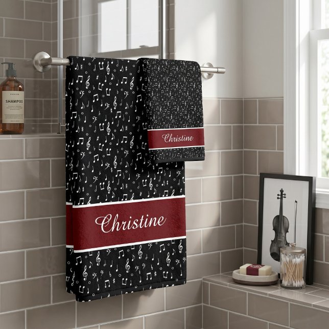 musical symbols personalized bath towel set (Creator Uploaded)