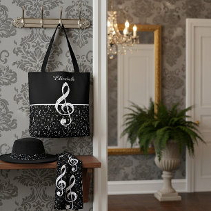 musical symbols personalized tote bag