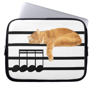 Musical tabby kitty cat laptop sleeve