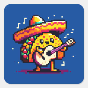 Musical Taco: 8-Bit Fiesta Fun Square Sticker