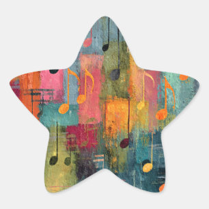 Musical Theme Abstract Art Star Sticker