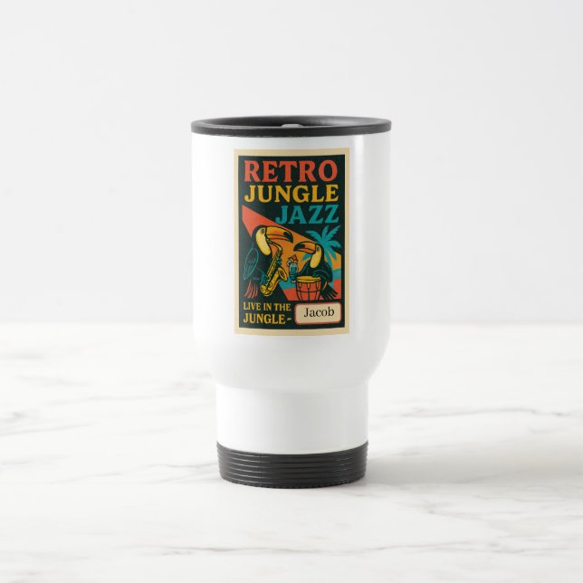 Musical Toucans with Custom Name Option Travel Mug (Center)