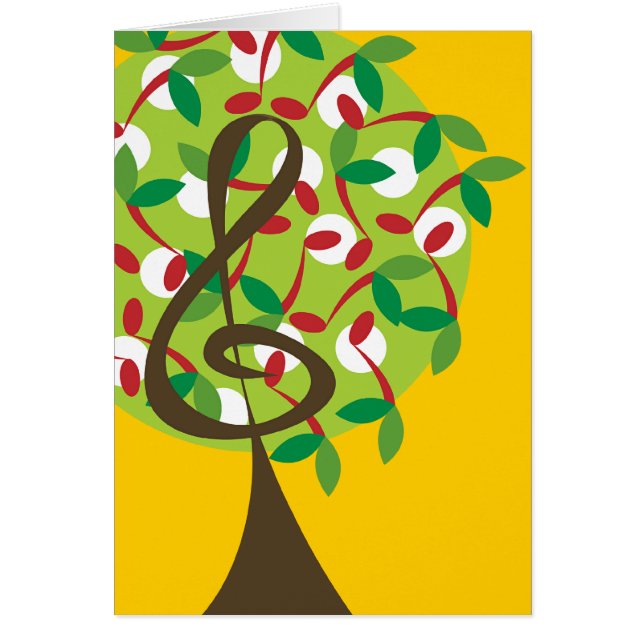 Musical Treble Cherry Notes Tree Whimsical Nature (Front)