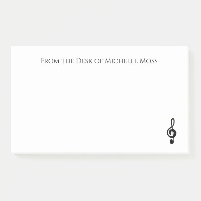 Musical Treble Clef Black White Personalized Post-it Notes (Front)