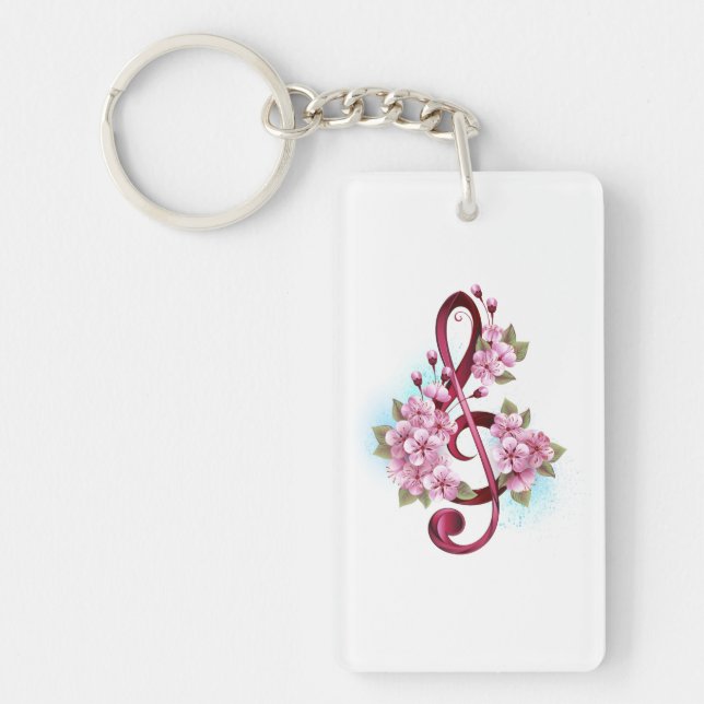 Musical treble clef notes with sakura flowers (Devant)