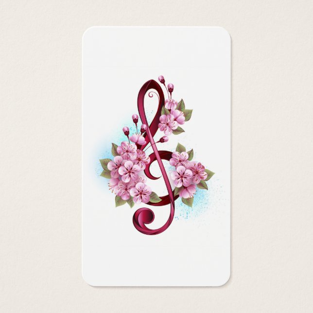 Musical treble clef notes with Sakura flowers (Front)