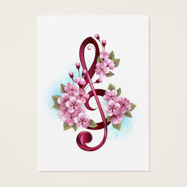 Musical treble clef notes with sakura flowers (Devant)