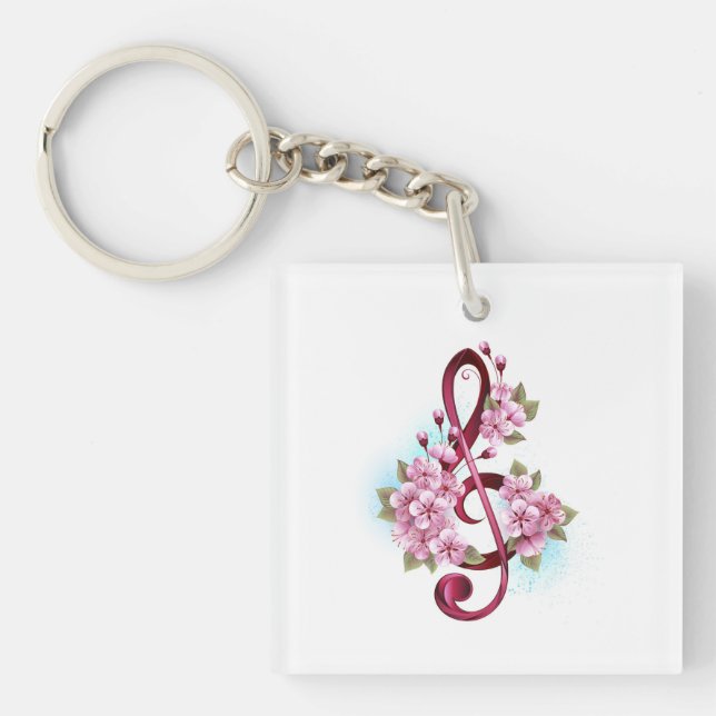Musical treble clef notes with sakura flowers (Devant)