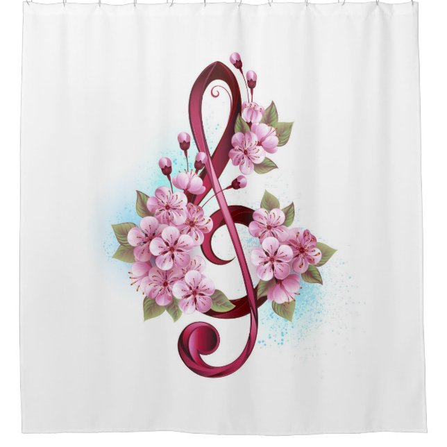 Musical treble clef notes with Sakura flowers (Front)