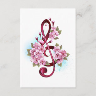 Musical treble clef notes with Sakura flowers