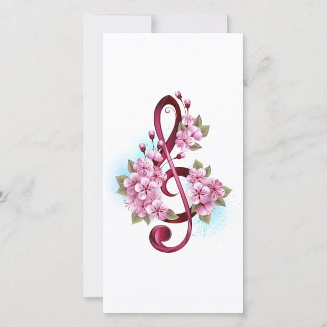 Musical treble clef notes with Sakura flowers (Front)