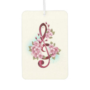 Musical treble clef notes with Sakura flowers Air Freshener