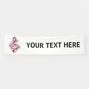 Musical treble clef notes with Sakura flowers Banner