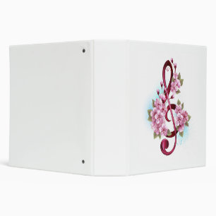 Musical treble clef notes with Sakura flowers Binder