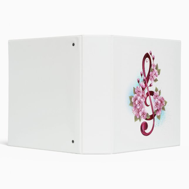 Musical treble clef notes with Sakura flowers Binder (Background)