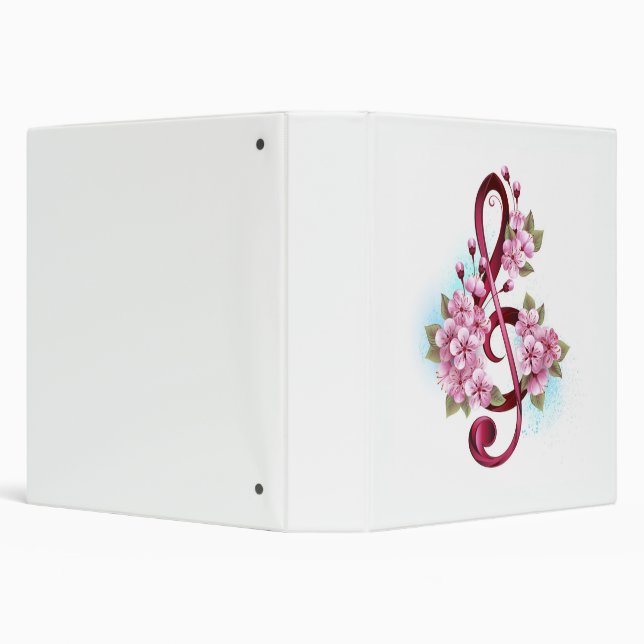 Musical treble clef notes with Sakura flowers Binder (Background)