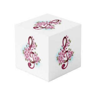Musical treble clef notes with Sakura flowers Cube