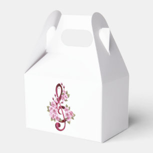 Musical treble clef notes with Sakura flowers Favor Box