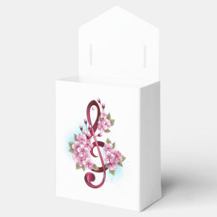 Musical treble clef notes with Sakura flowers Favor Box