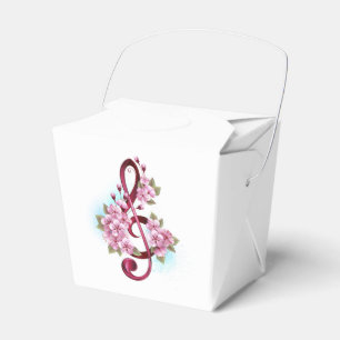Musical treble clef notes with Sakura flowers Favor Box