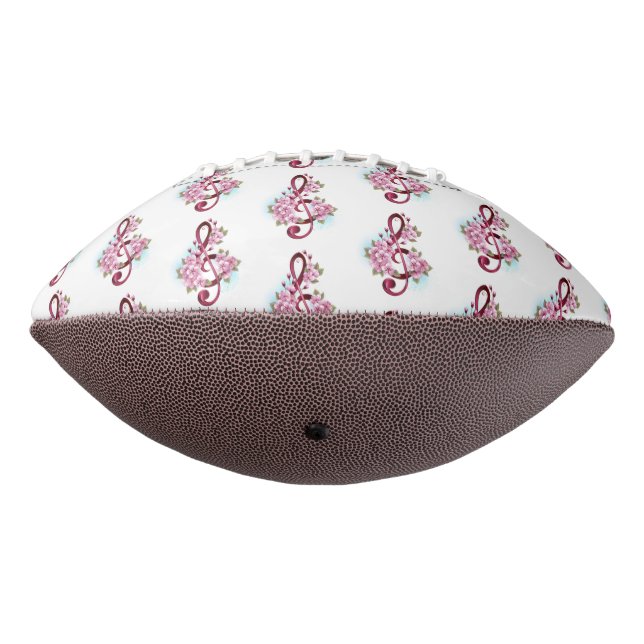 Musical treble clef notes with Sakura flowers Football (Rotated 270)