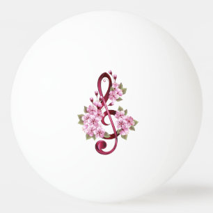 Musical treble clef notes with Sakura flowers Ping Pong Ball