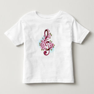 Musical treble clef notes with Sakura flowers Toddler T-shirt