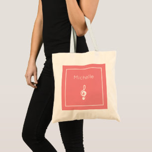 Musical Treble Clef Pink Tote Bag