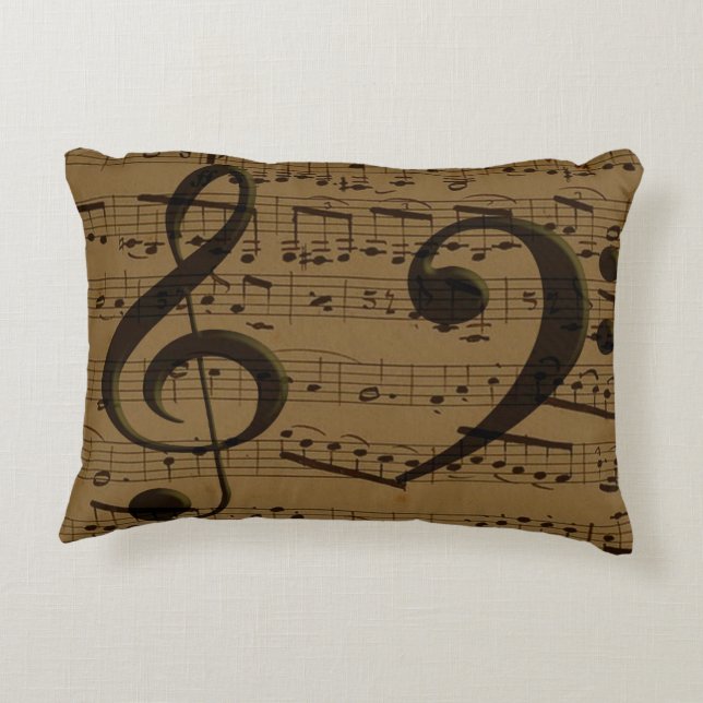 Musical Treble Clef Sheet Music Classic  Accent Pillow (Back)
