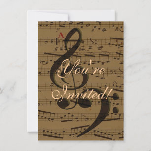 Musical Treble Clef Sheet Music Classic  Invitation