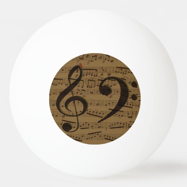 Musical Treble Clef Sheet Music Classic  Ping Pong Ball (Front)