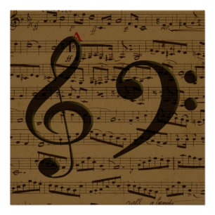 Musical Treble Clef Sheet Music Classic  Poster