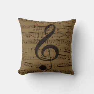 Musical Treble Clef Sheet Music Classic  Throw Pillow