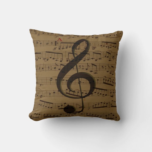 Musical Treble Clef Sheet Music Classic  Throw Pillow (Front)
