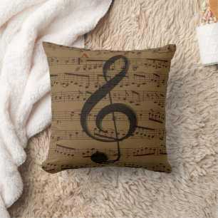 Musical Treble Clef Sheet Music Classic  Throw Pillow