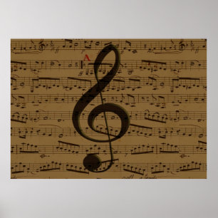 Musical Treble Clef sheet music Poster