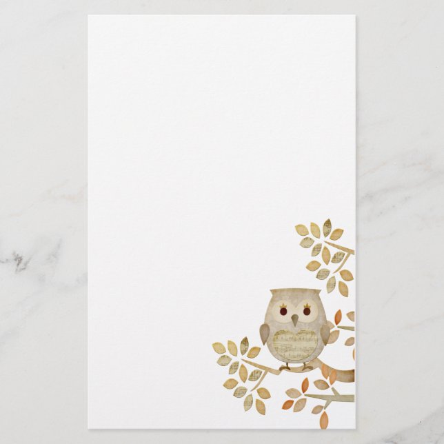 Musical Tree Owl Stationery (Front)