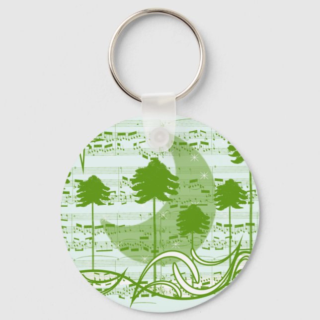 Musical Trees Blue Keychain (Front)