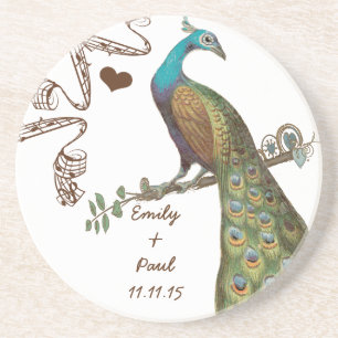 Musical Vintage Peacock Coasters