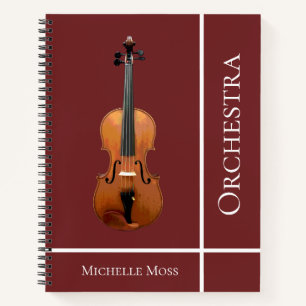 Musical Violin Orchestra Red Notebook