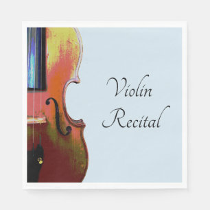 Musical Violin Recital Elegant Blue Napkin