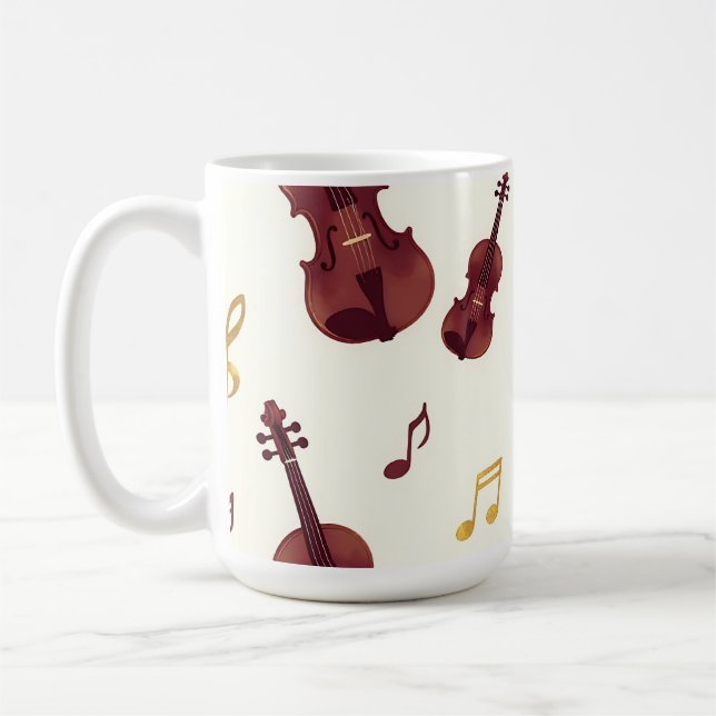 Musical Violins Seamless Pattern Coffee Mug (Left)