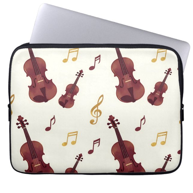 Musical Violins Seamless Pattern Laptop Sleeve (Front)