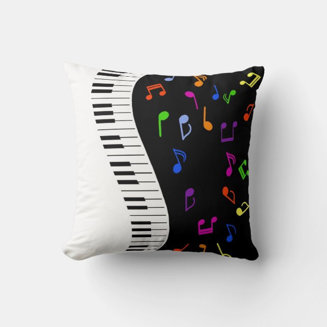Musical Waves Throw Pillow (Front)