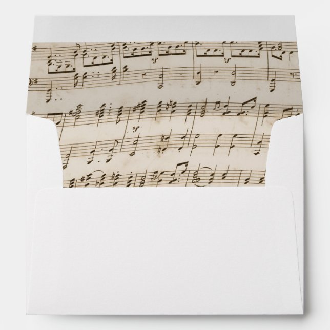Musical Wedding Vintage Music Notes Elegant Envelopes (Back (Bottom))