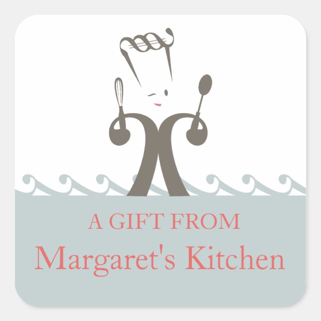 Musical wink chef food gift tag stickers (Front)